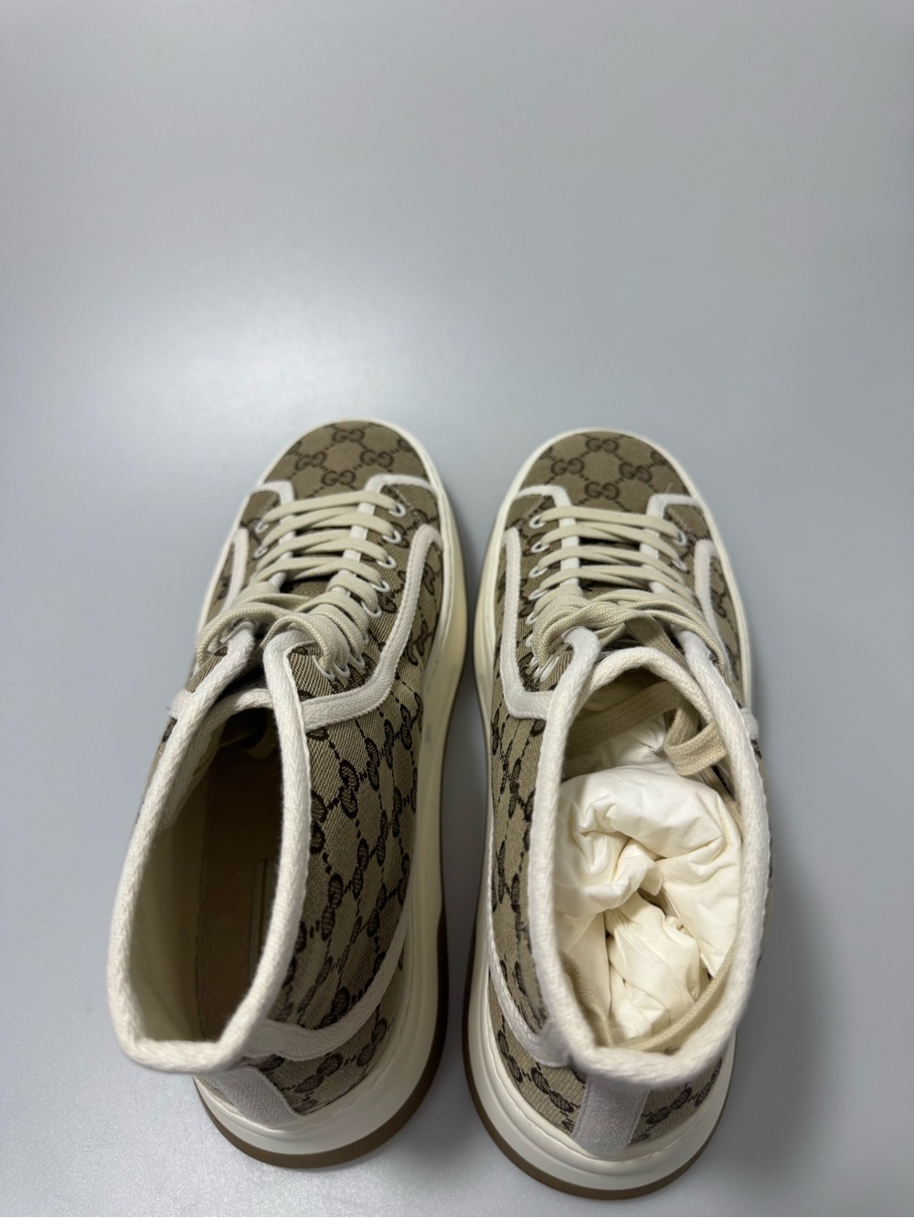 Gucci Interlocking G Beige High Sneakers Men’s UK 10/US 11 74599 - Picture 5 of 9